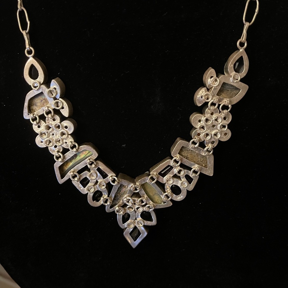 Silver Necklace With Multiple Natural Stones 20” - image 5